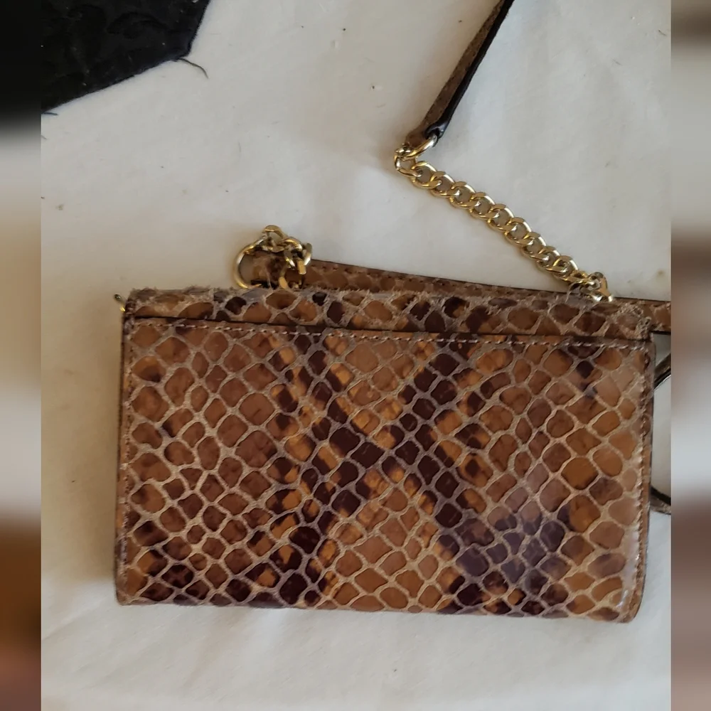 Michael Kors Brown Crossbody Bag with Embossed Snakeskin